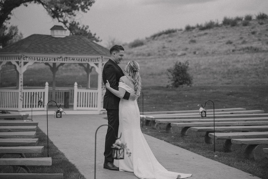 Bride and groom first looks during Colorado micro wedding