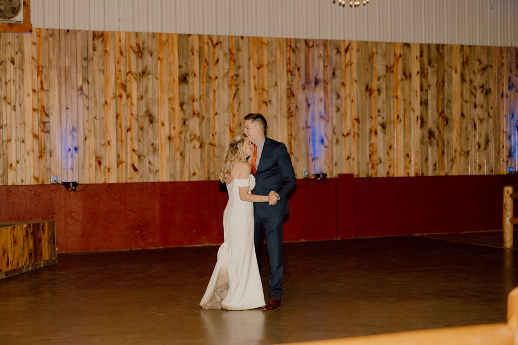 Bride and grooms first dance during wedding reception